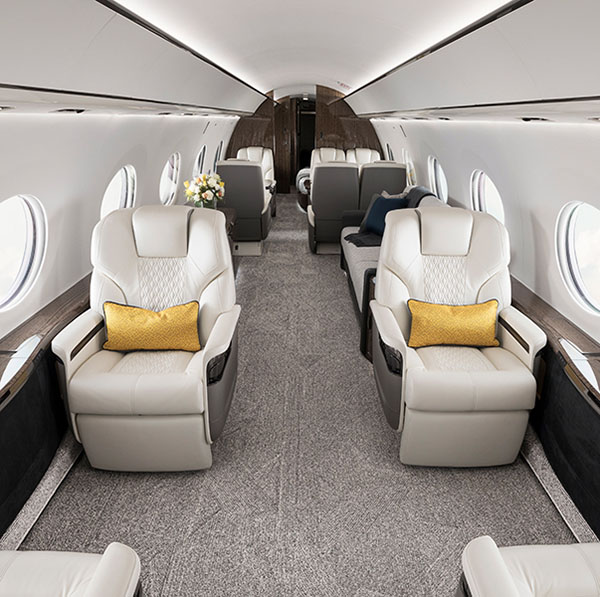 View aft down the aisle of a Gulfstream G700