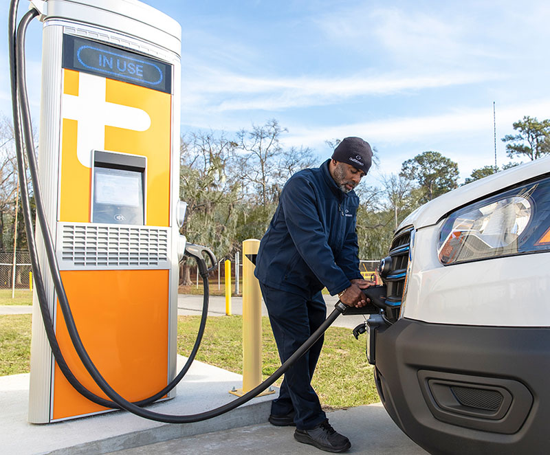 Solar panels cover a parking lot in the Gulfstream Mexicali facility.